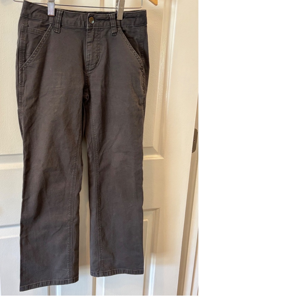 Carhartt Kids Gray Canvas Utility Work Pants Size 10 Hammer Loop Carpenter